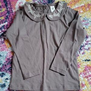 Kate Quinn Long Sleeve Top with Embellished Collar